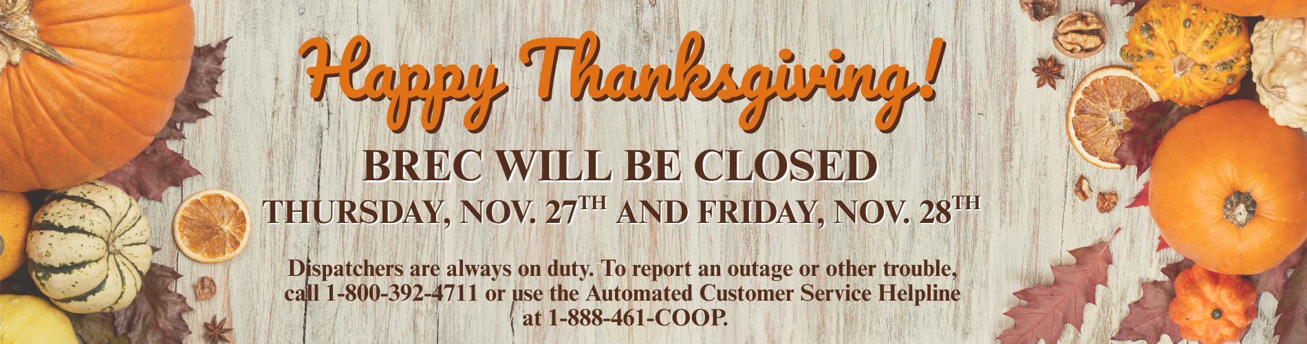 Thanksgiving closing