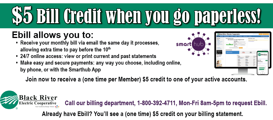 $5 bill credit for going paperless